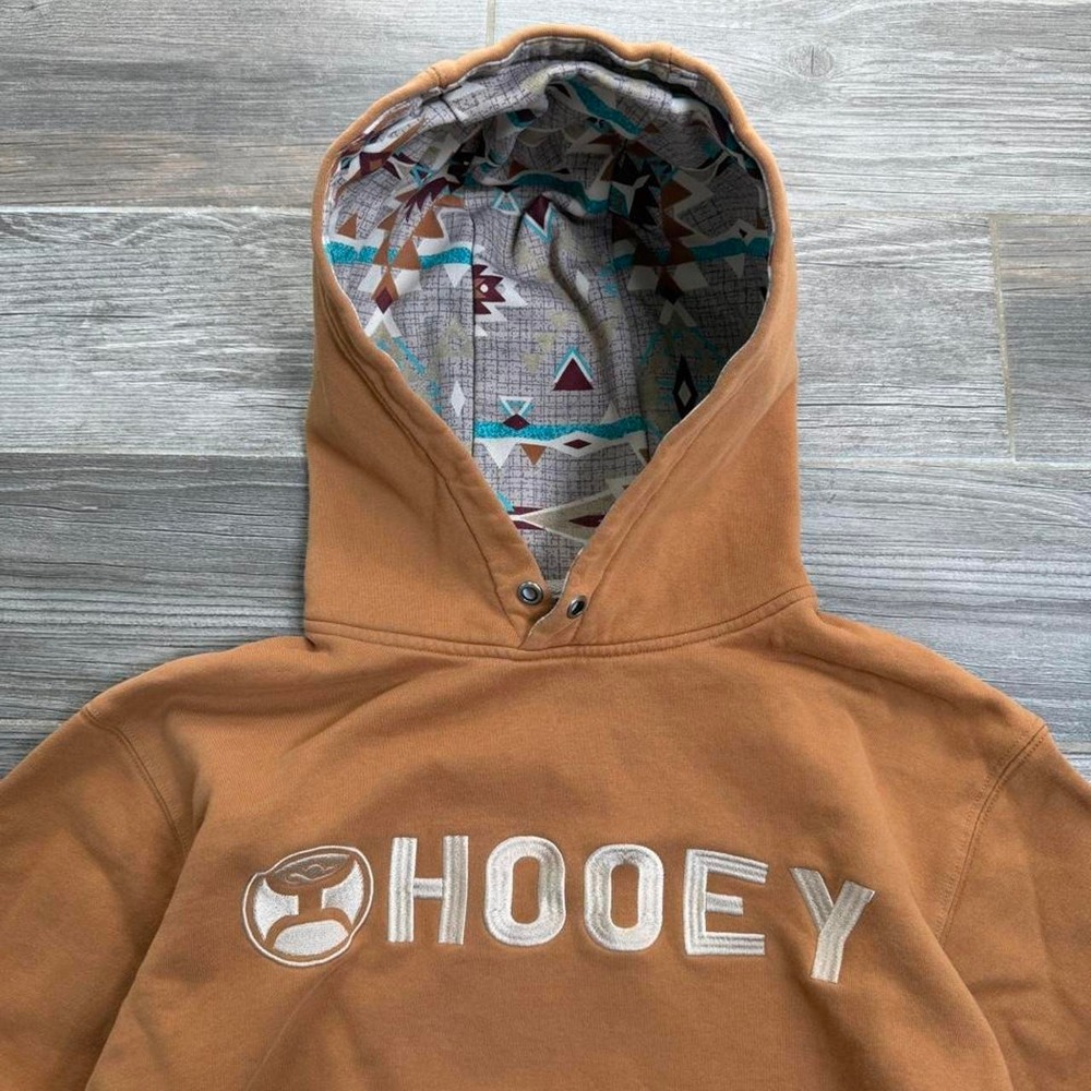 Hooey Hoodie Aztec Lined Size L Tan Embroidered Logo Western